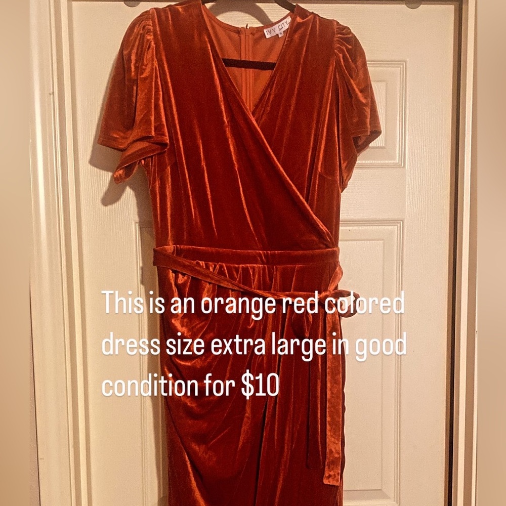Orangey, red dress